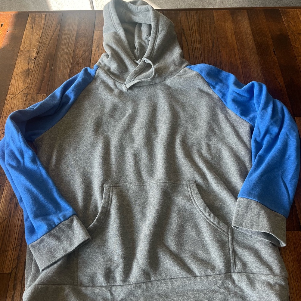 Gray and Blue Men's Hoodie